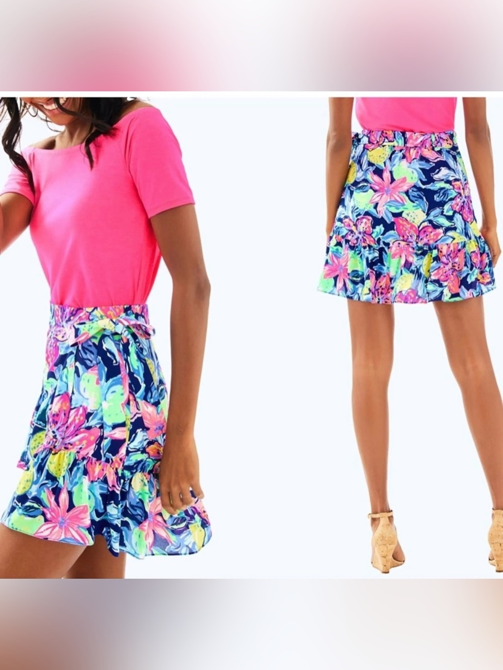 Lilly Pulitzer Nessa Wrap Bow Skirt in Capri Soleil